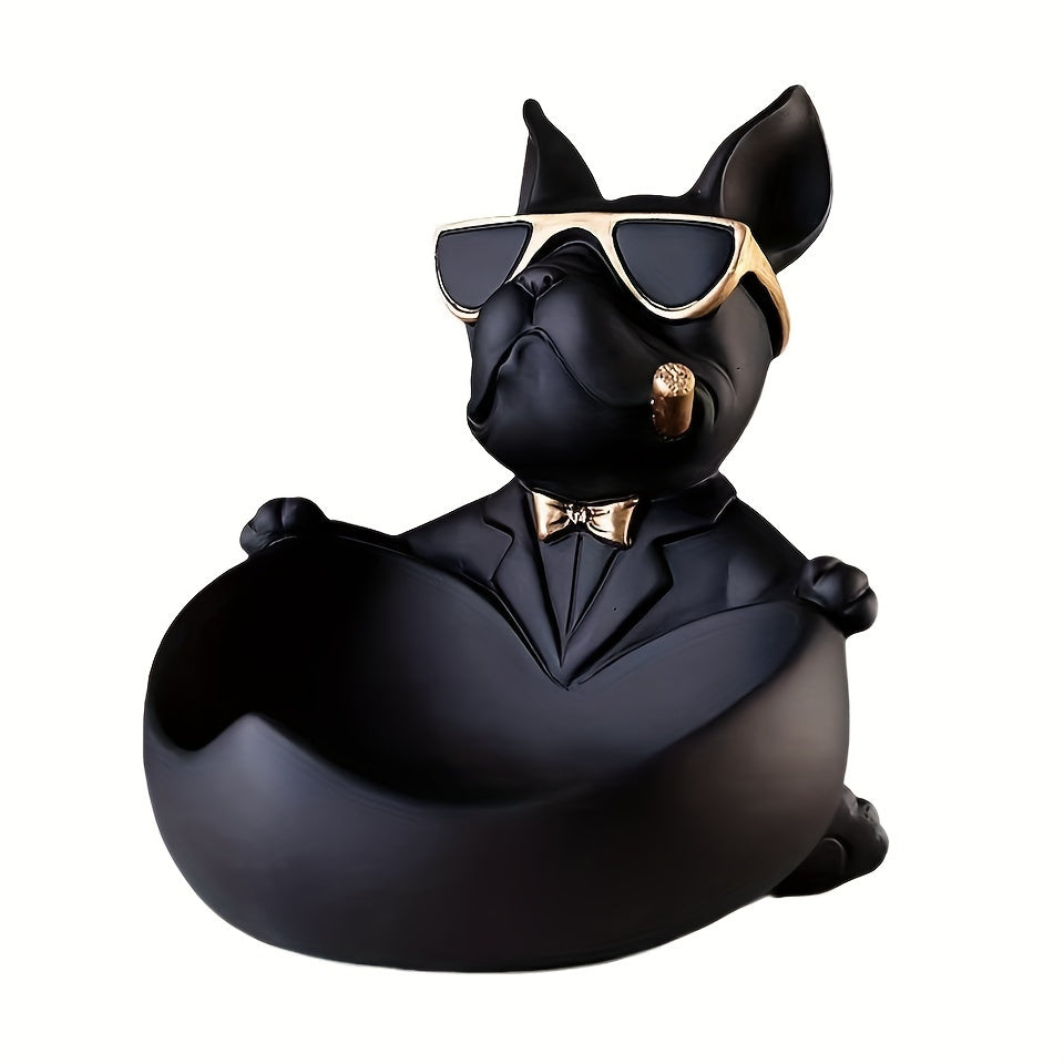 Vassoio Decorativo Bulldog Nero in Resina, Moderno Porta Oggetti e Gioielli - - aitest bulldog casa Decoratie decorazione home & garden portaoggetti vassoio vassoio portaoggetti - Concept Palermo