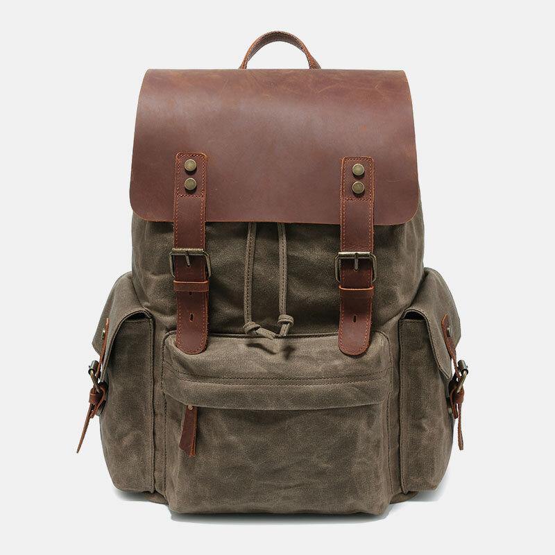 Zaino per laptop RetroRider in tela e pelle - Verde militare - Backpacks bags laptop pelle retrorider tela zaino zaino laptop - Concept Palermo