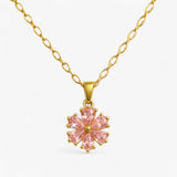 Romantische Sakura ketting - vrouwelijke roze wollen damesketting