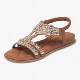 Elegante zilveren damessandalen met strass, comfortabel voor ceremonies en bruiloften