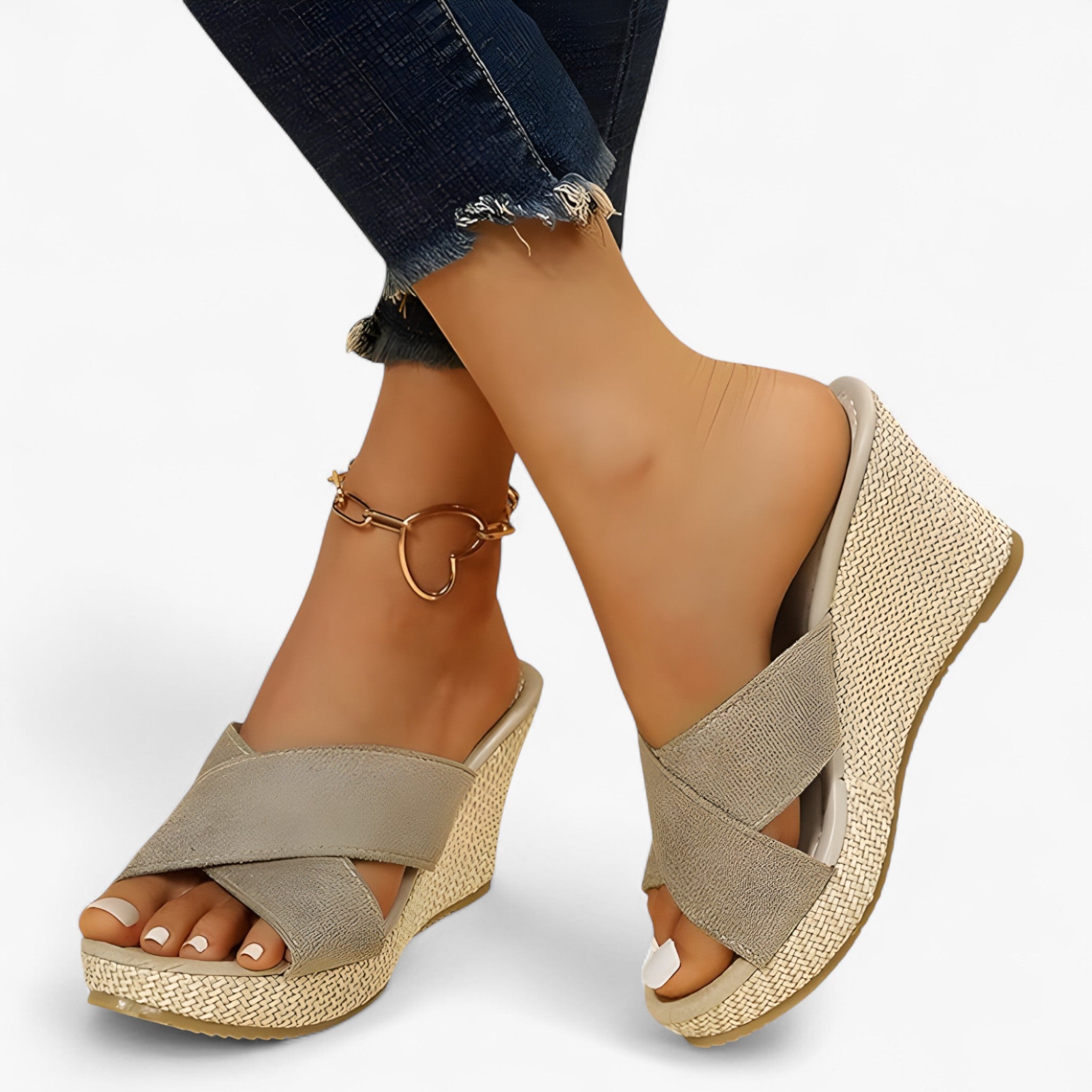 Sandali con suola con tacco spesso versatili Donna