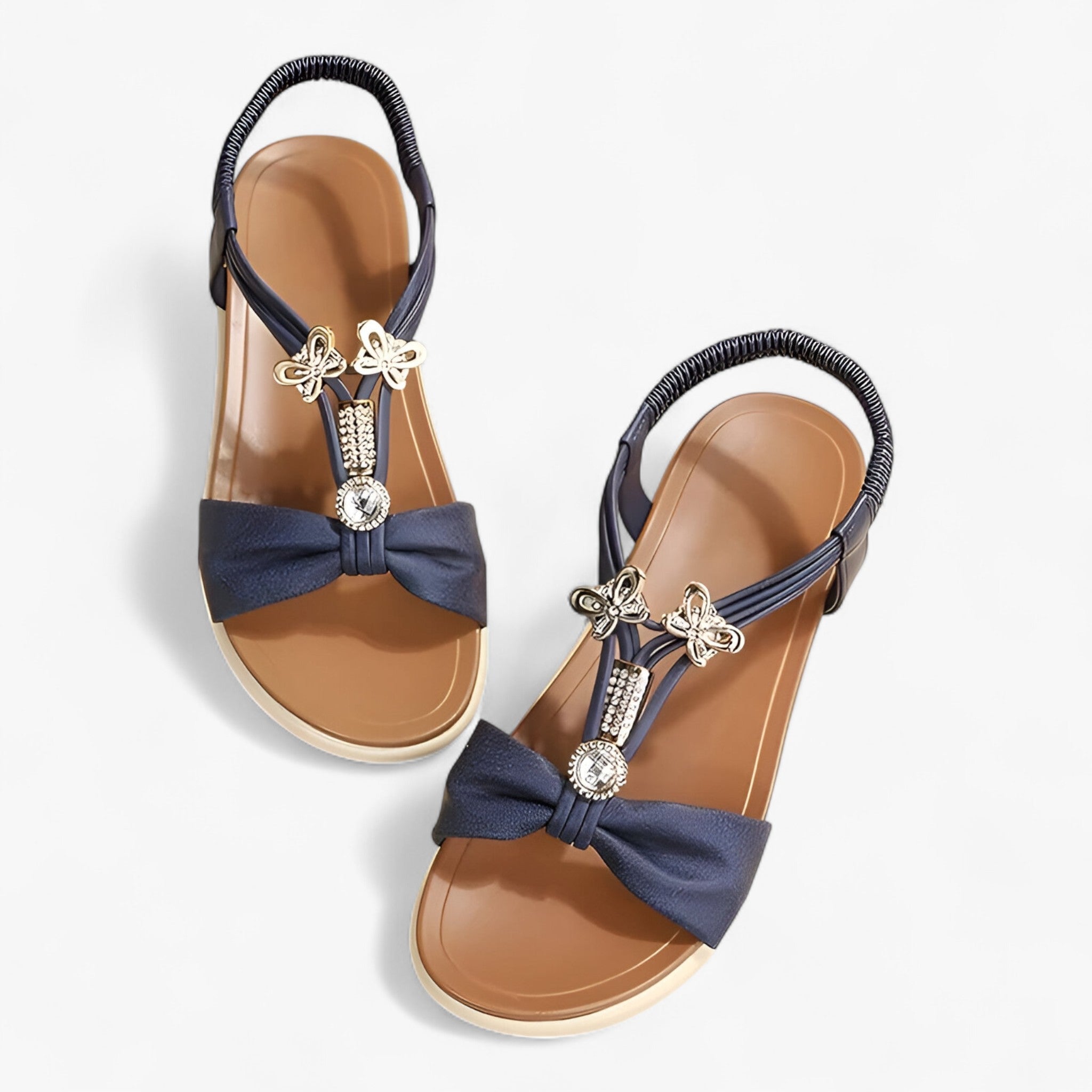 Sandalias mujer ecopiel beige con detalles de perlas cómodas