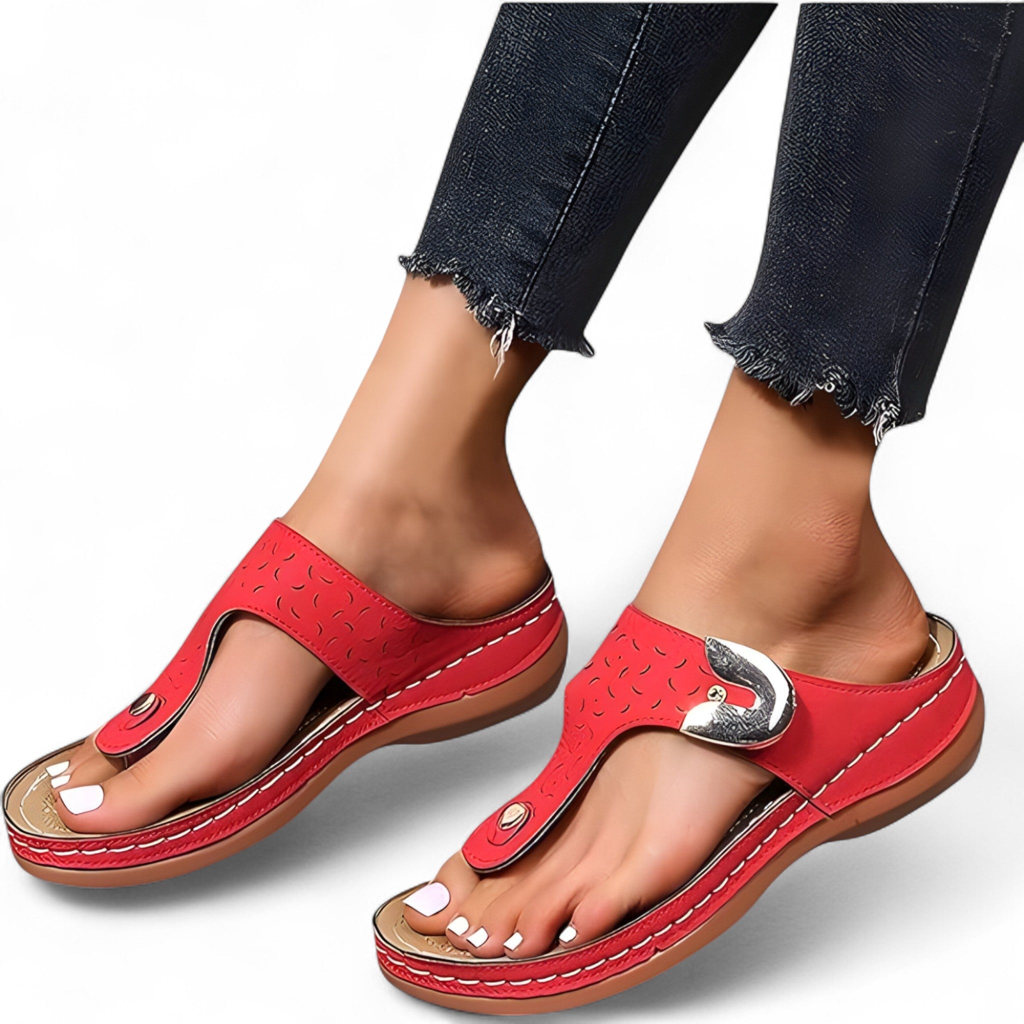 Sandalias bajas cómodas para mujer en piel negra - ideales para caminar