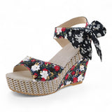 Dames sandalen met lage sleehak van echt leer, bloemenmotief, comfortabel, diverse kleuren en maten