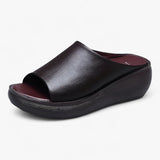 Dames Schoenen met Comfortabele Sleehak, Elegant, Zacht, Zwart Leer voor Elke Gelegenheid  