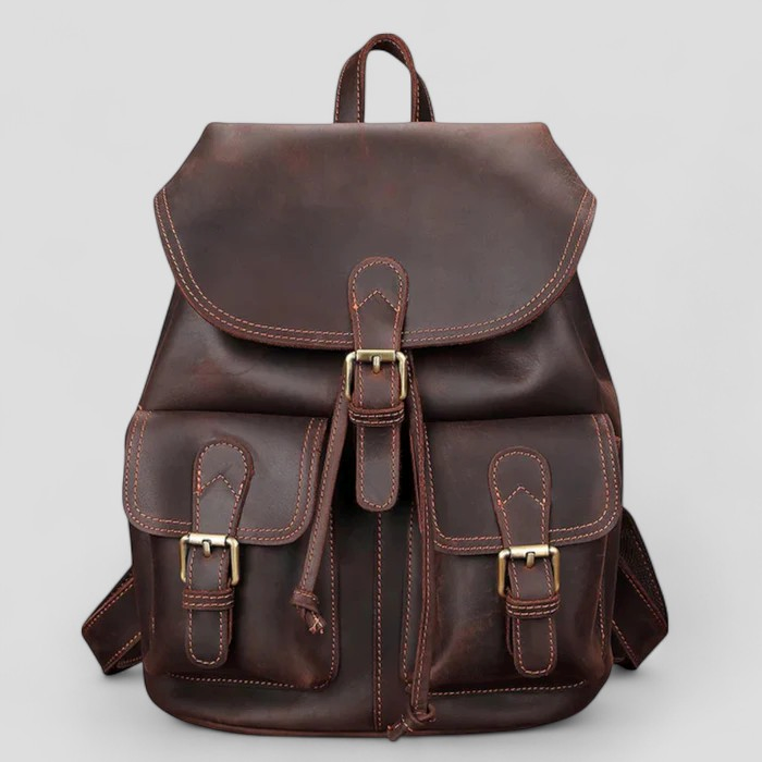 Zaino Uomo in Vera Pelle Nero Elegante e Versatile per Lavoro e Città - Marrone scuro - bag bag for men Bags bags for men Leather Bag men bag mens bag pelle uomo urbano versatile zaino zaino pelle - Concept Palermo
