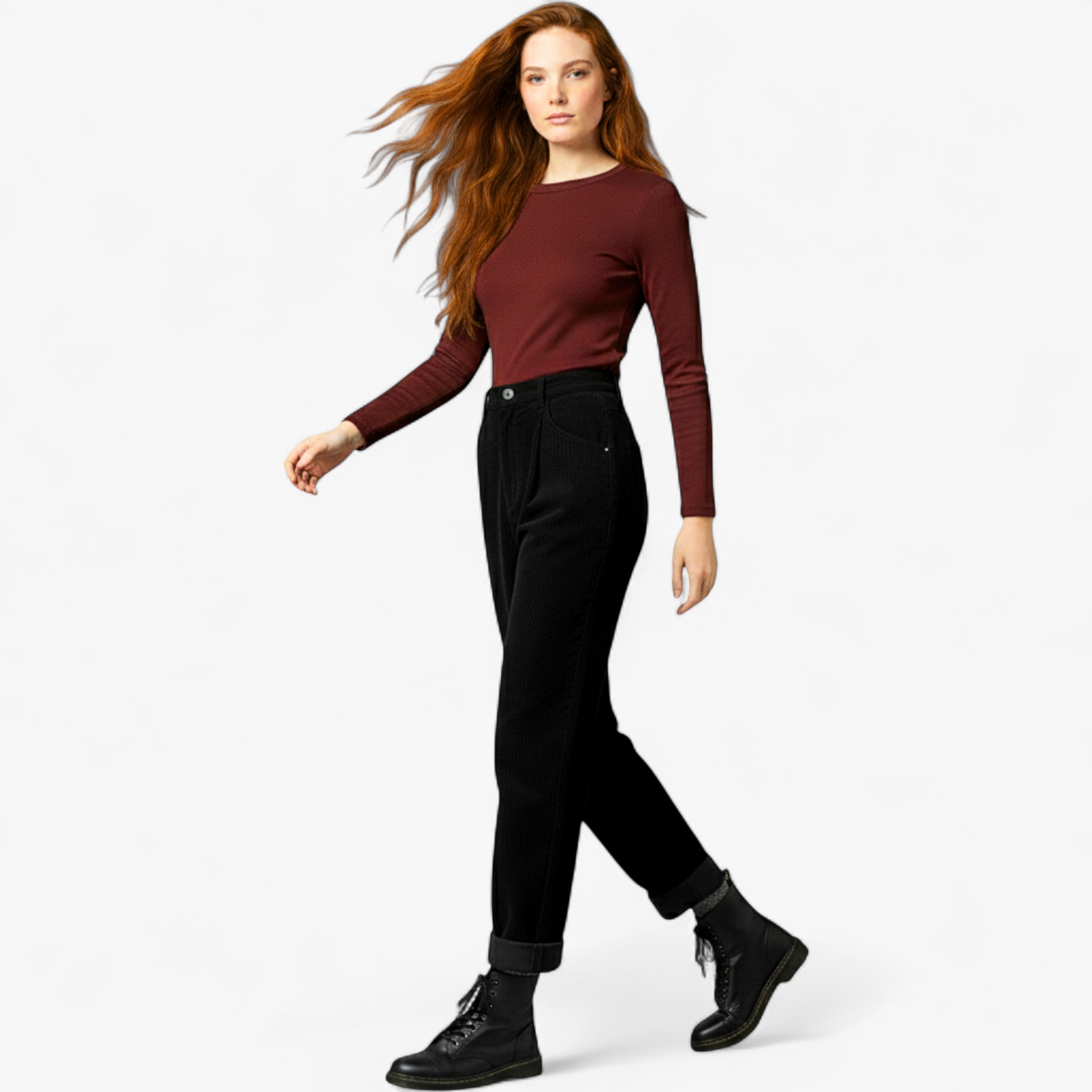 Pantaloni Donna Vintage Vita Alta - - abbigliamento casual alta donna pantaloni pantaloni alta vita pantaloni cinque tasche pantaloni donna pantaloni eleganti pantaloni in corda pants stile versatile vintage vita - Concept Palermo