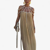 Dames lange elegante zwarte chiffon jurk in grote maten voor ceremonie en avond