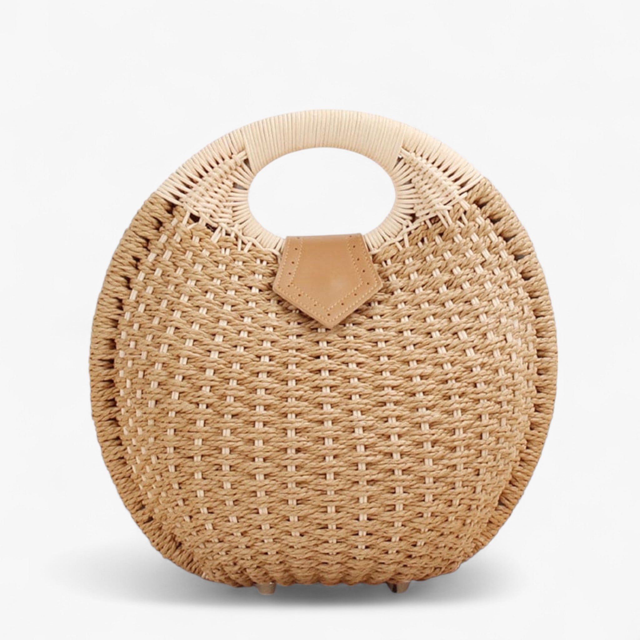 Borsa a Tracolla Donna in Rattan Naturale, Elegante Borsa Estiva da Spiaggia con Chiusura Sicura - Marrone chiaro - Bags borsa borsa rattan donna handbags rattan rattan bags Tassen women bags Women's handbags - Concept Palermo