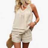 Set Due Pezzi Smanicato con Scollo a V