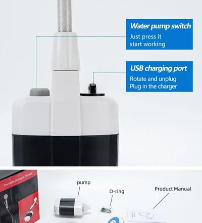 Doccia da campeggio portatile innovativa per esterni, con pompa a batteria ricaricabile - - campeggio Camping shower doccia doccia campeggio hiking shower home & garden innovativa outdoor shower Portable showers portatile soluzione - Concept Palermo