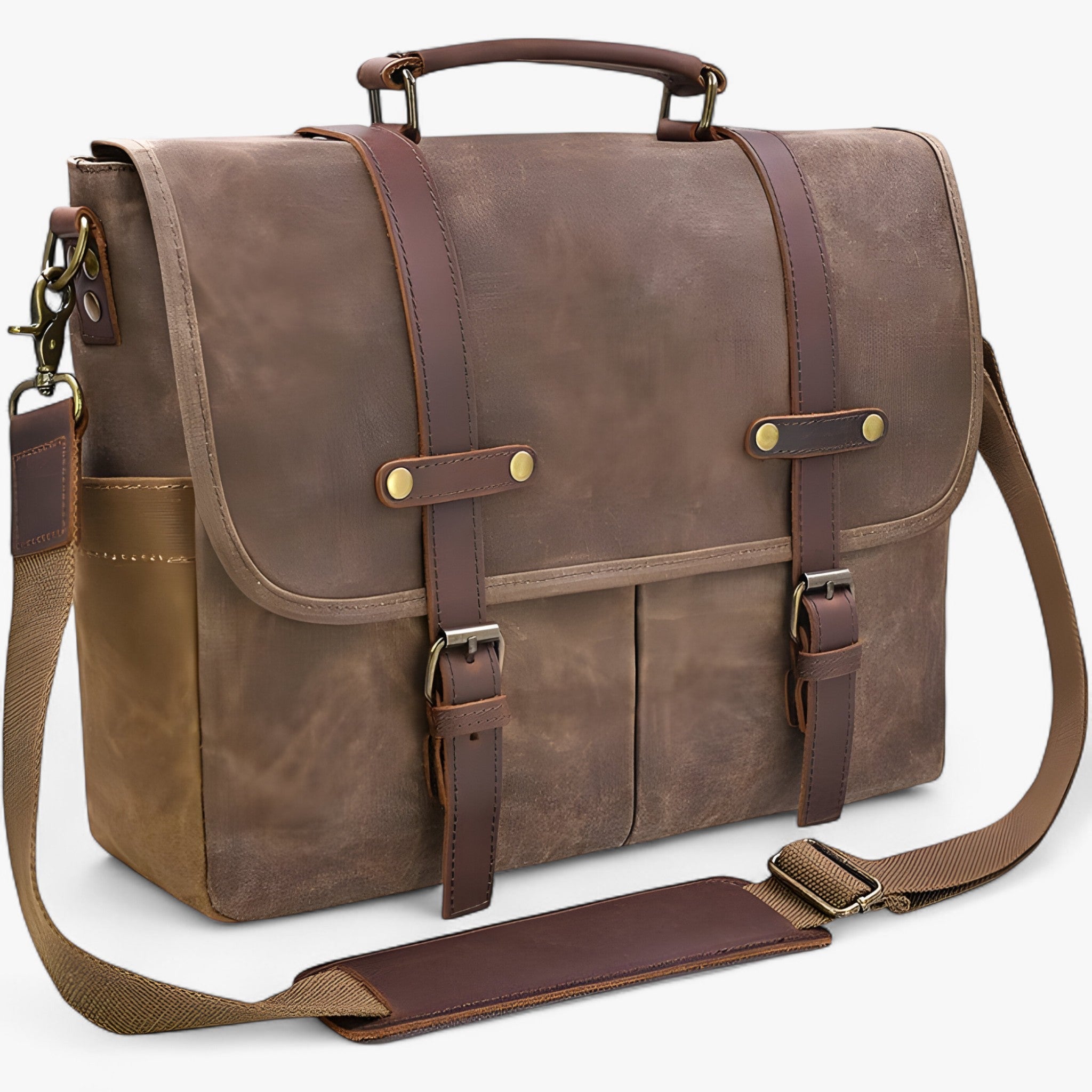 Borse a tracolla da uomo, cartella, borsa per laptop, impermeabile, tela, grande, borsa da lavoro, borsa a tracolla, uomo, vintage, 15,6 - Marrone - bag for men bags borsa borse borse tracolla cartella impermeabile laptop laptop bag lavoro men's bag office bag - Concept Palermo
