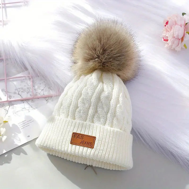 Berretto a pompon lavorato a maglia Donna - Bianco - beanies berretto berretto pompon donna lavorato maglia pompon - Concept Palermo