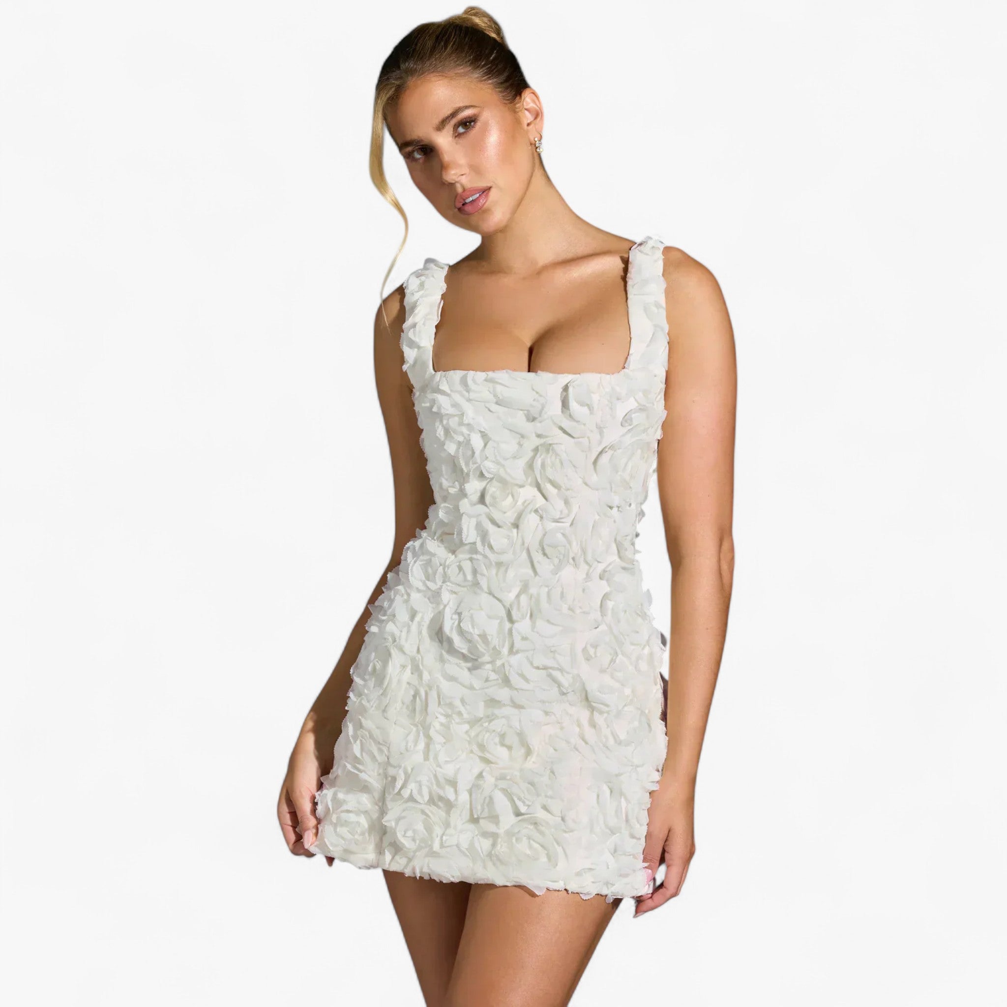 Vestito corto attillato con applicazione rosa 3D scolpita Donna - - applicazione attillato donna DRESS Dresses female dress scolpita vestito vestito attillato - Concept Palermo