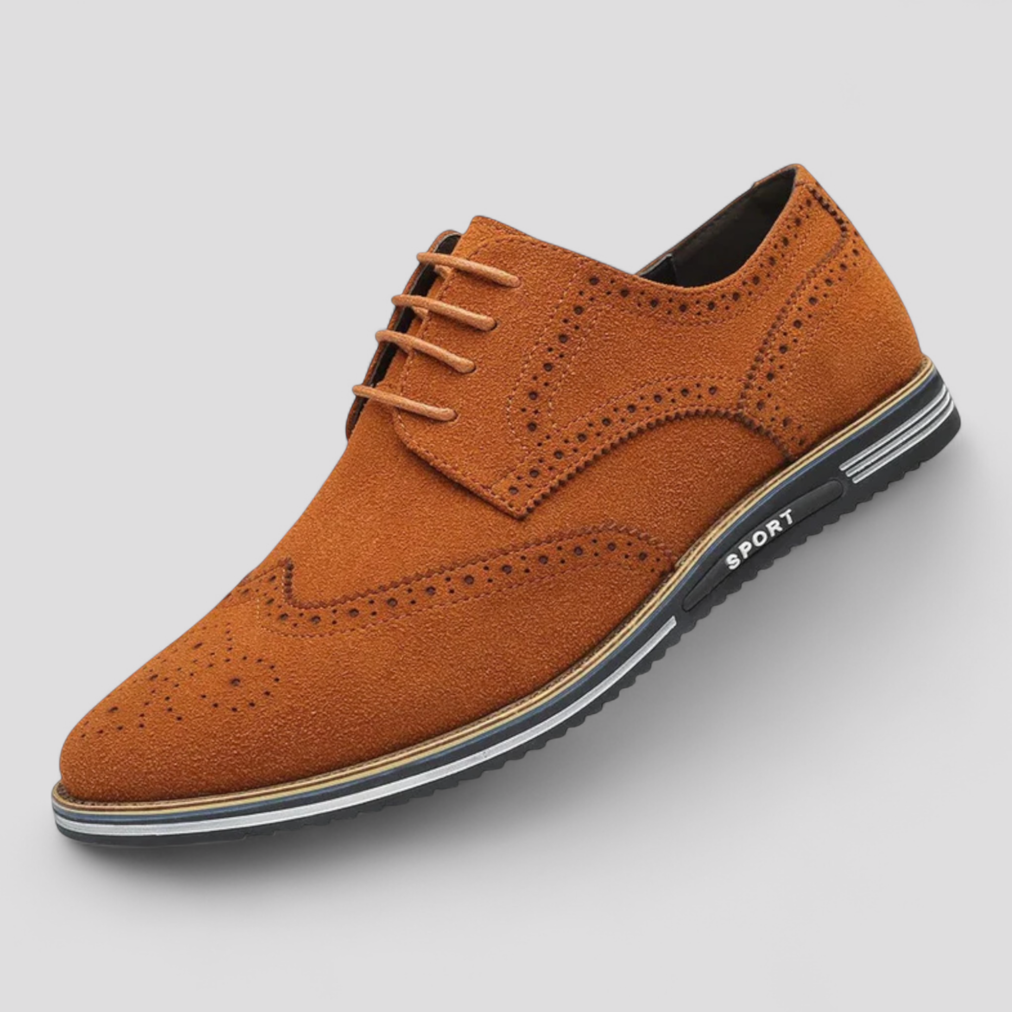 Scarpe Stringate Uomo in Vera Pelle Scamosciata Eleganti Casual - Marrone - Men's Shoes pelle scamosciata scarpe scarpe stringate shoes stringate uomo - Concept Palermo