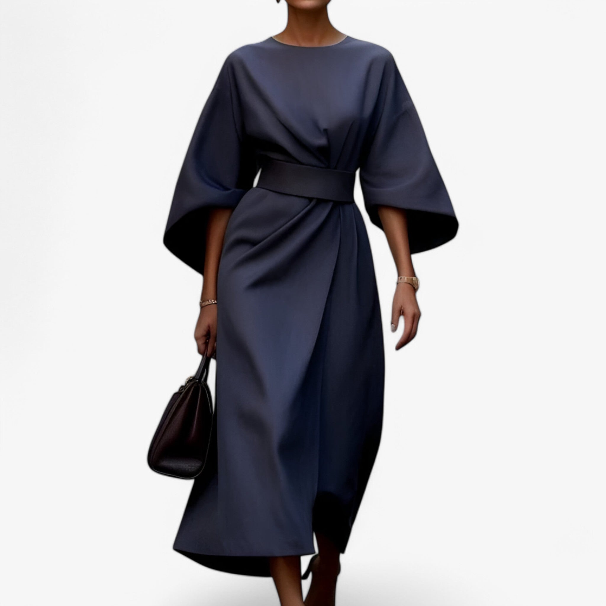 Abito Donna Asimmetrico Oro Elegante Moderno per Cerimonia e Occasioni Speciali - Blu scuro - abito abito asimmetrico asimmetrico donna dresses - Concept Palermo