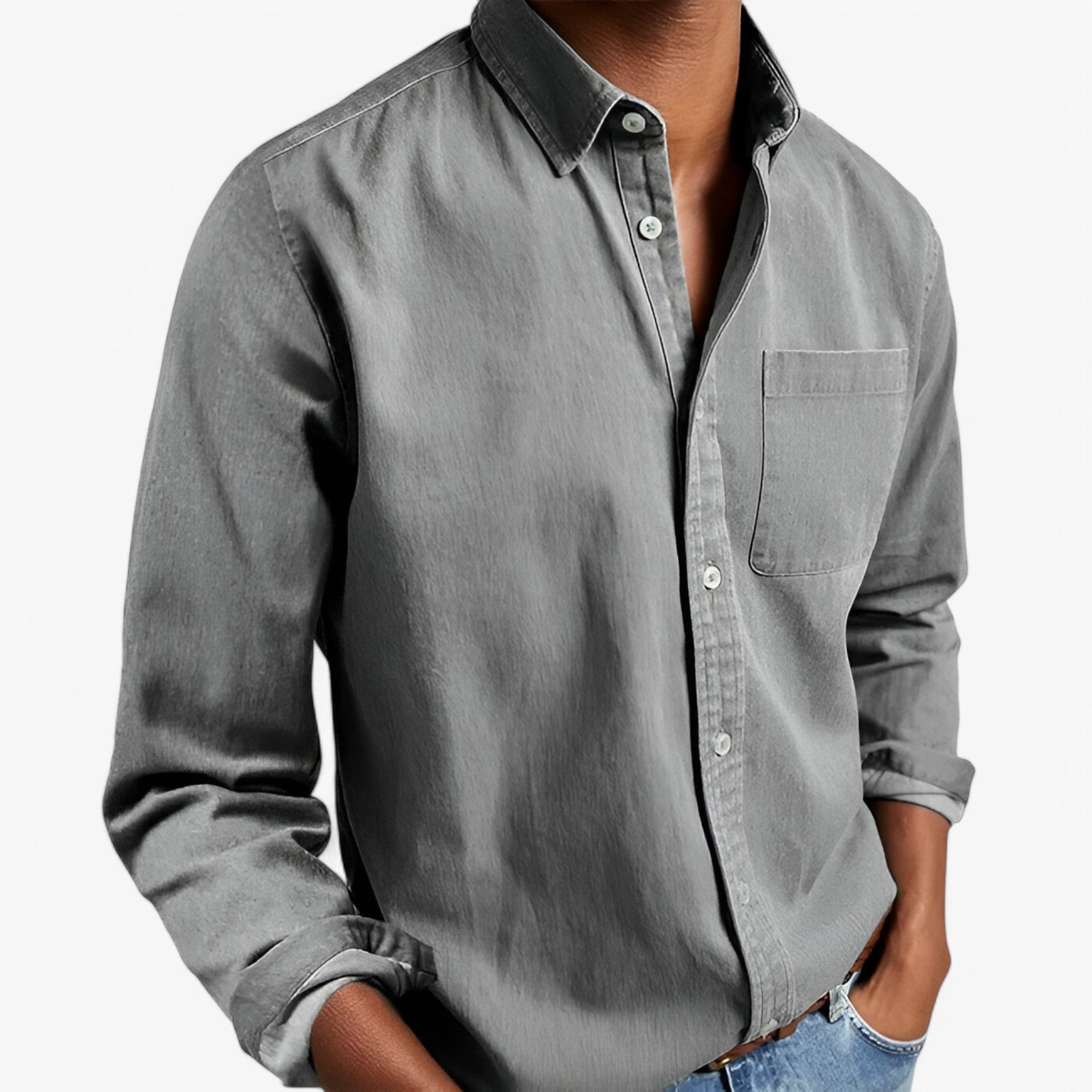 Camicia Cargo Uomo Resistente in Cotone con Tasche Multiple, Maniche Lunghe - Grigio - camicia camicia cargo cargo men's top clothes resistente uomo - Concept Palermo