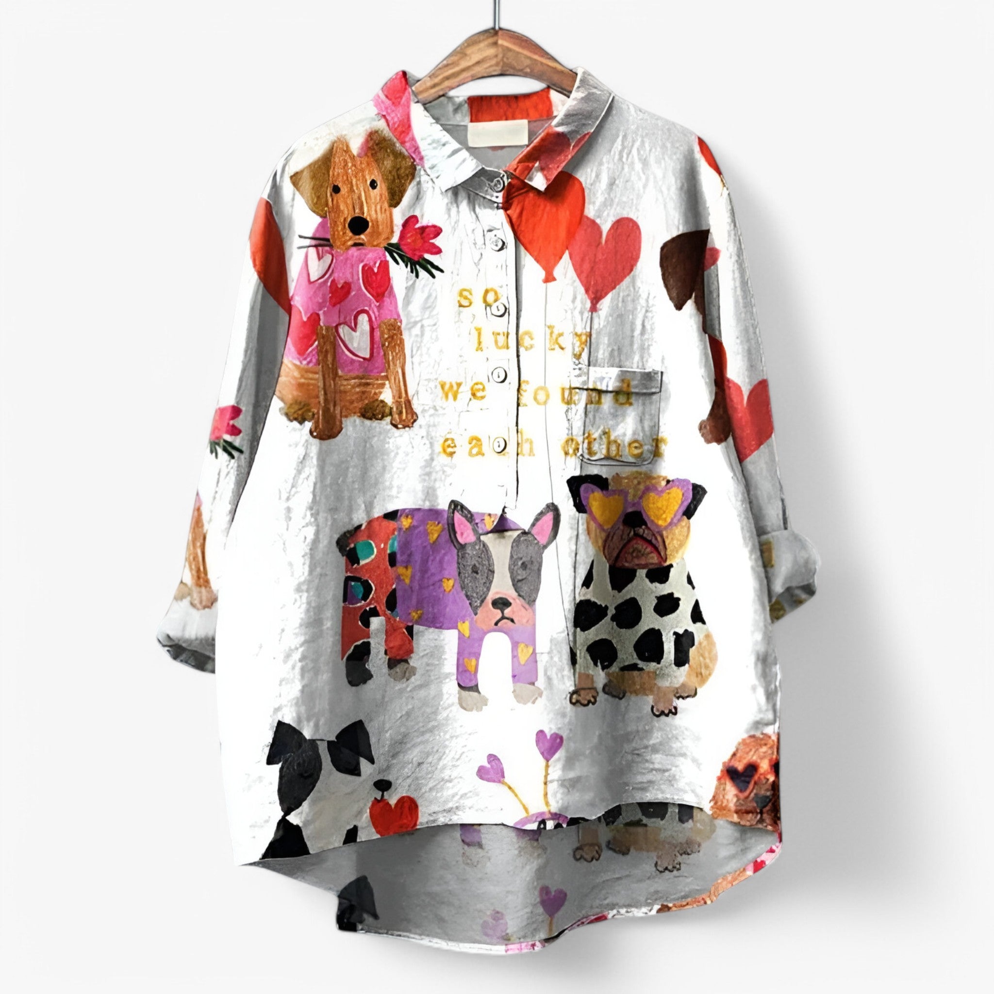 Camicia Donna con Stampa Grafica Accattivante - Elegante e Moderna - Cane Bianco - accattivante camicia camicia con stampa grafica camicia donna camicia moderna camicia stampa donna grafica look da ufficio moda donna stampa women's top clothes - Concept Palermo