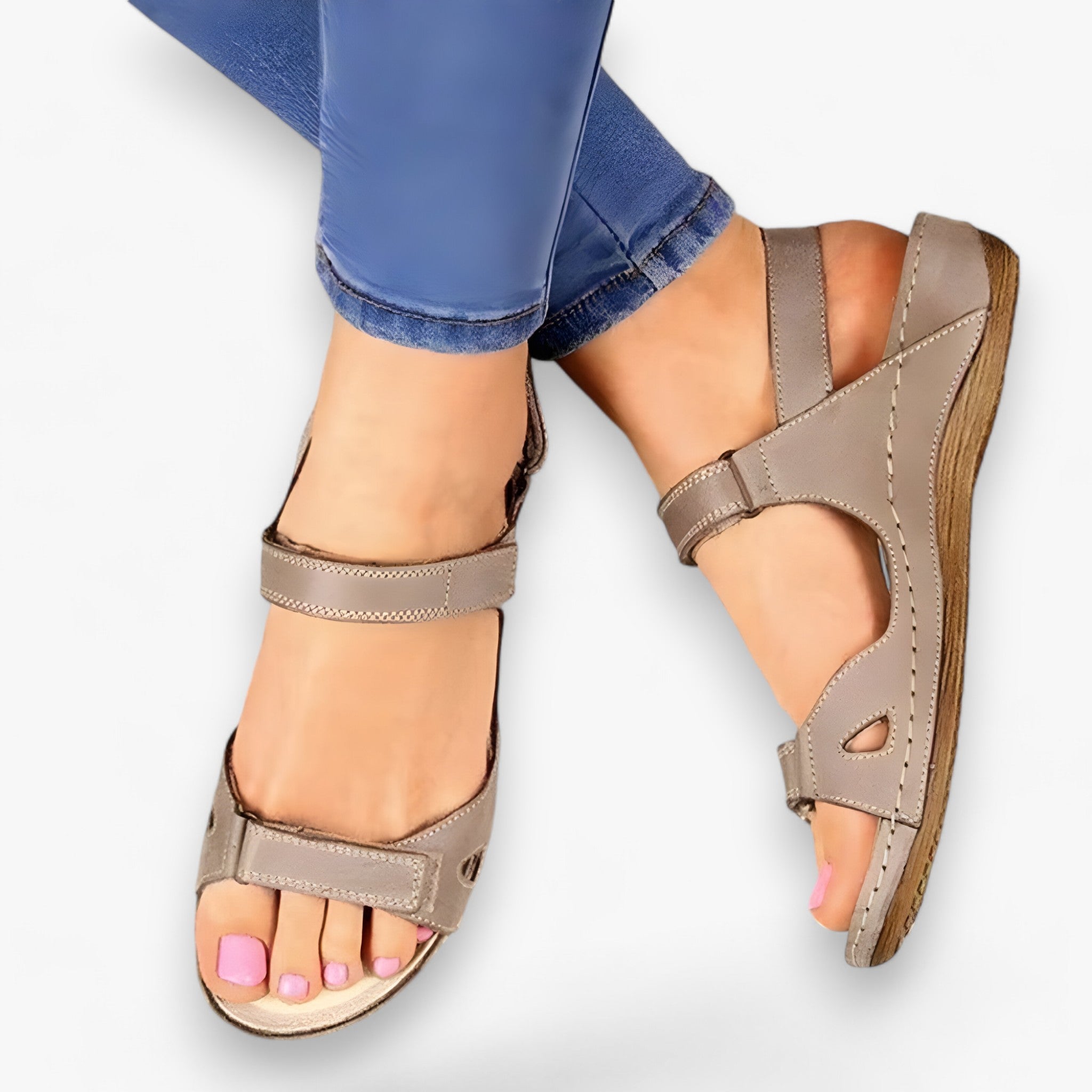 Sandali Ortopedici Uomo in Pelle Nera con Supporto Arco Plantare - Grigio - Footwear ortopedici sandali sandali ortopedici sandals uomo women - Concept Palermo
