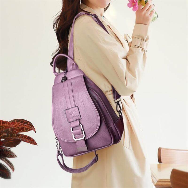 Zaino Donna in Vera Pelle Elegante e Chic, Ideale per Lavoro e Tempo Libero - - Backpacks bags chic pelle women's backpack zaino zaino pelle - Concept Palermo