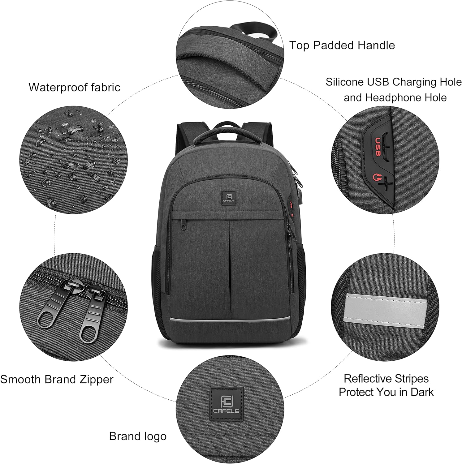 Zaino per laptop 17,3” - Viaggio TSA, USB, Grigio impermeabile Uomo - - accessoires bags impermeabile laptop tassen uomo viaggio zaino zaino laptop - Concept Palermo