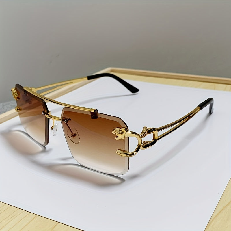 Occhiali da Sole Uomo Quadrati Oro Senza Montatura, Eleganti e alla Moda - - alla Fashion Sunglasses moda montatura occhiali paio paio occhiali quadrati sole Sunglasses - Concept Palermo