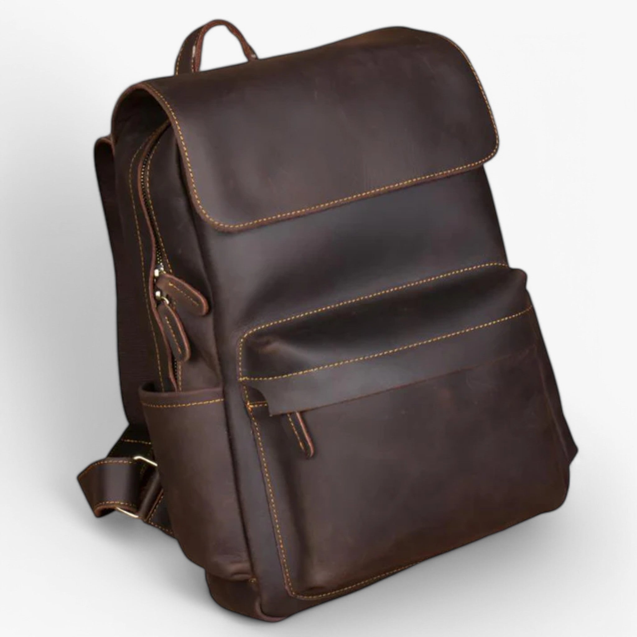 Zaino in Pelle Nero Elegante e Pratico - Marrone scuro - accessoires bags pelle pratico tassen zaino zaino pelle - Concept Palermo