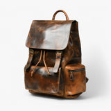 Zaino in pelle marrone bruciato