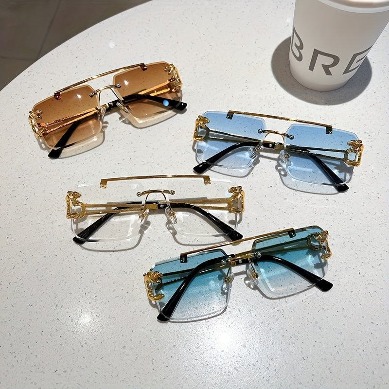 Occhiali da Sole Uomo Quadrati Oro Senza Montatura, Eleganti e alla Moda - - alla Fashion Sunglasses moda montatura occhiali paio paio occhiali quadrati sole Sunglasses - Concept Palermo