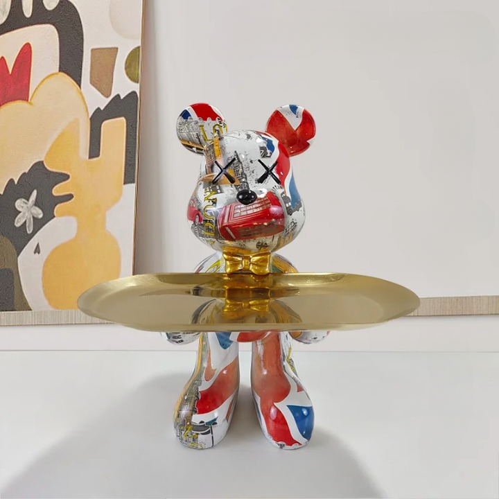 Statua di orso CraftBear con vassoio, decorazione da tavolo in resina per casa o ufficio - Zara - craftbear home home & garden orso Skulptur Statue statua tray vassoio - Concept Palermo