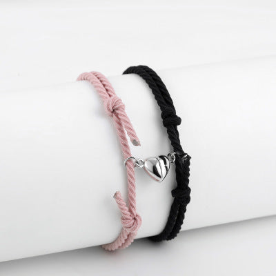 Braccialetto Magnetic Love® (2 pezzi) Uomo - Nero + Rosa - braccialetto braccialetto magnetic BRACELETS couple bracelet jewelry love magnetic pezzi uomo - Concept Palermo
