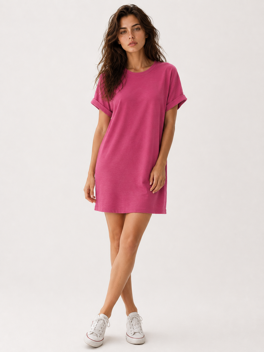 Abito Donna Casual in Poliestere con Tasche, Girocollo e Maniche Corte - - abbigliamento donna abito abito con tasche abito donna abito elegante abito versatile collo design confortevole donna dresses fashion 2025 look casual maniche corte robe chic rotondo stile raffinato tasche - Concept Palermo