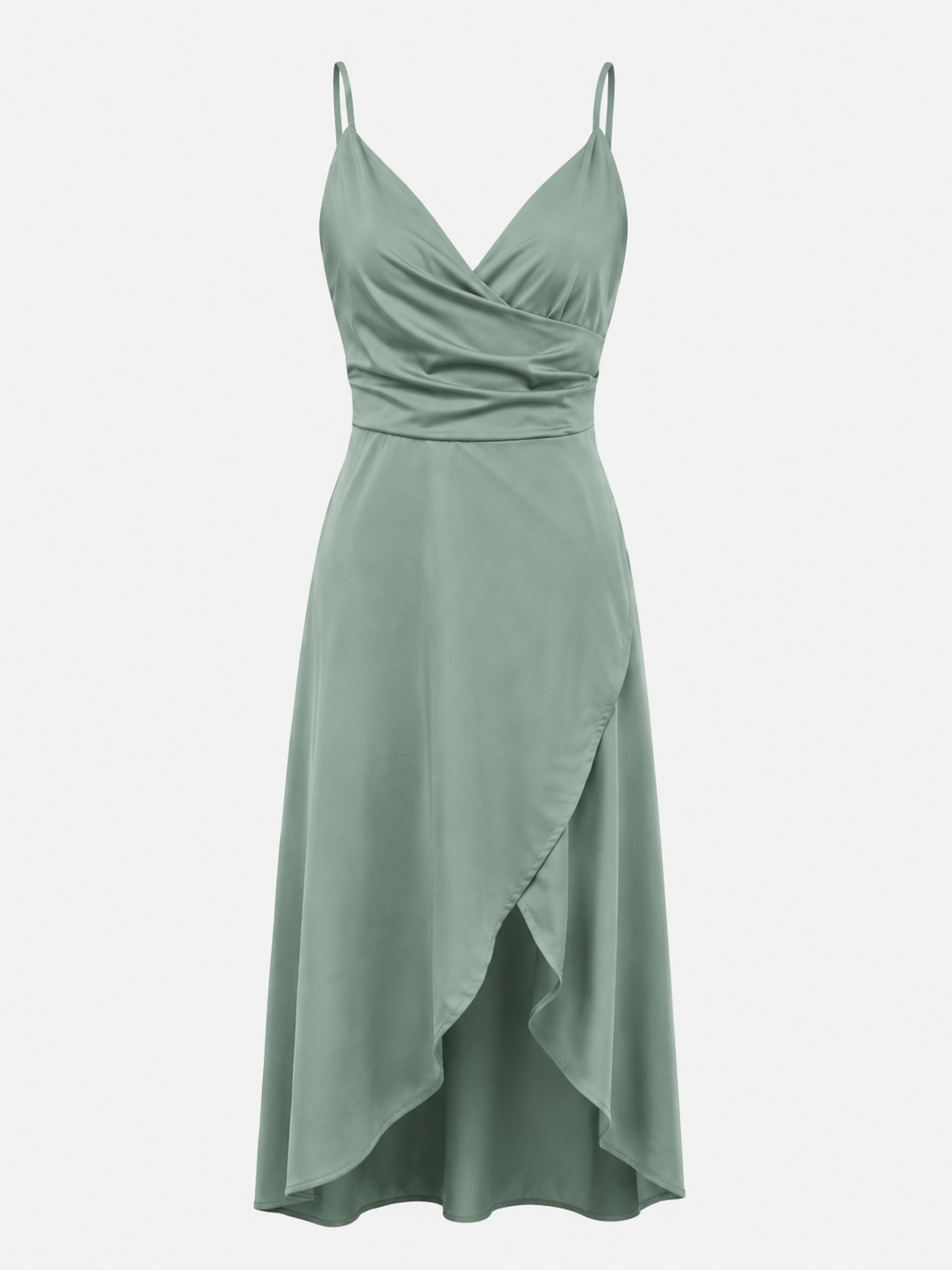 Abito Donna Drappeggiato con Spacco Laterale e Orlo Asimmetrico - Verde - abito abito midi donna drappeggiato DRESS Dresses female dress laterale Maxi dress Maxi Dresses midi spacco - Concept Palermo