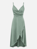 Vestido midi drapeado para mujer con abertura lateral elegante - perfecto para ceremonias