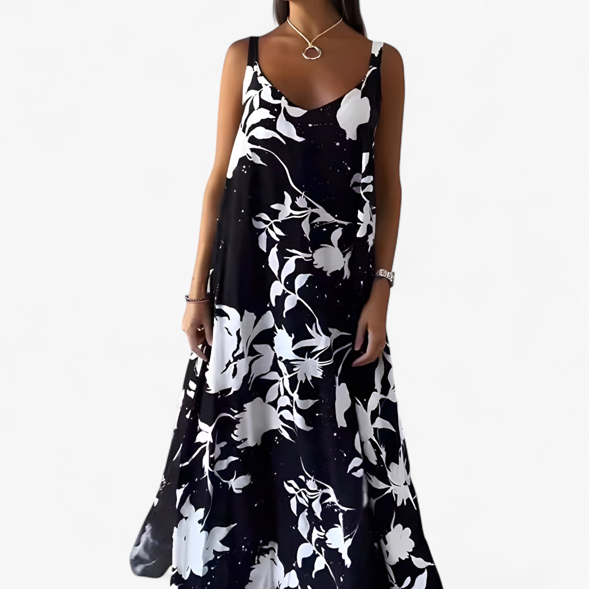 Abito Donna Floreale Senza Maniche Poliestere - Nero - abito abito casual abito donna abito estivo abito femminile abito senza maniche donna dresses fashion primavera estate floreale maniche moda estiva poliestere stile floreale vestito floreale vestito in cotone vestito leggero - Concept Palermo