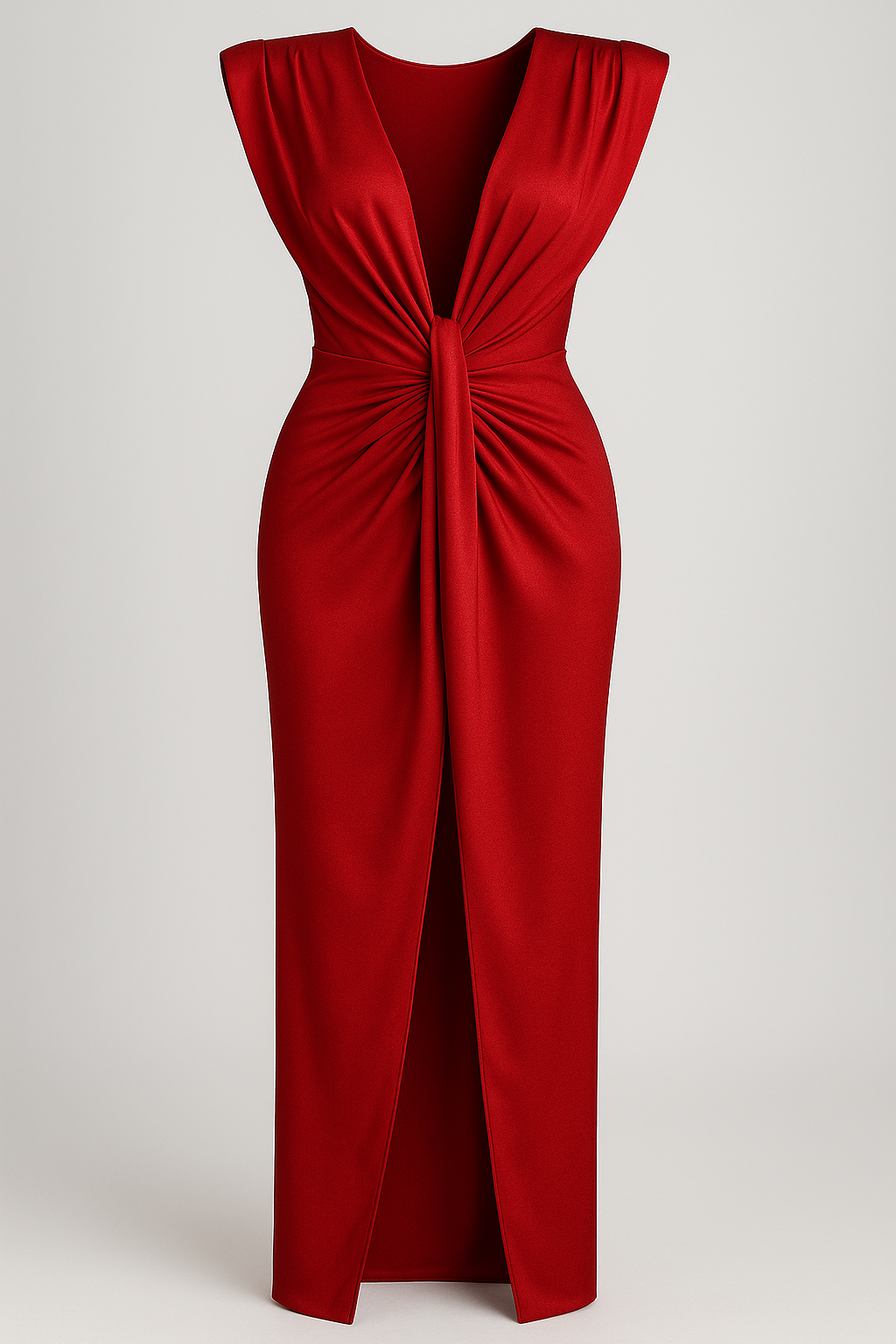 Abito da Donna Elegante Nero con Spacco Laterale in Raso - Vestito Lungo da Sera - Rosso Taglia unica - abiti da sera abito abito da donna abito donna abito elegante abito taglia unica donna look cool moda donna spacco stile sofisticato vestito con spacco vestito elastico vestito in seta vestito per serata - Concept Palermo