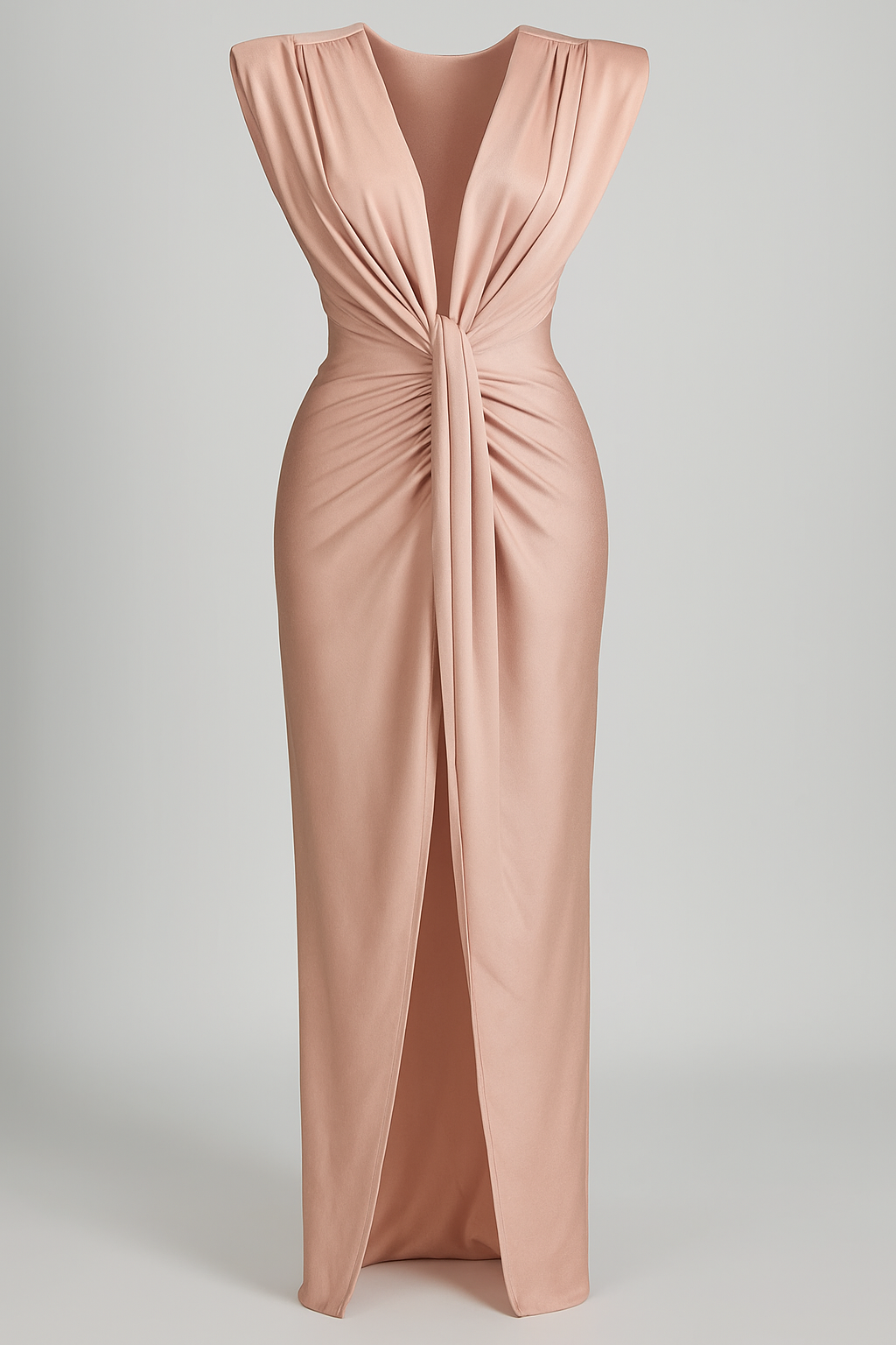 Abito da Donna Elegante Nero con Spacco Laterale in Raso - Vestito Lungo da Sera - Rosa Taglia unica - abiti da sera abito abito da donna abito donna abito elegante abito taglia unica donna look cool moda donna spacco stile sofisticato vestito con spacco vestito elastico vestito in seta vestito per serata - Concept Palermo