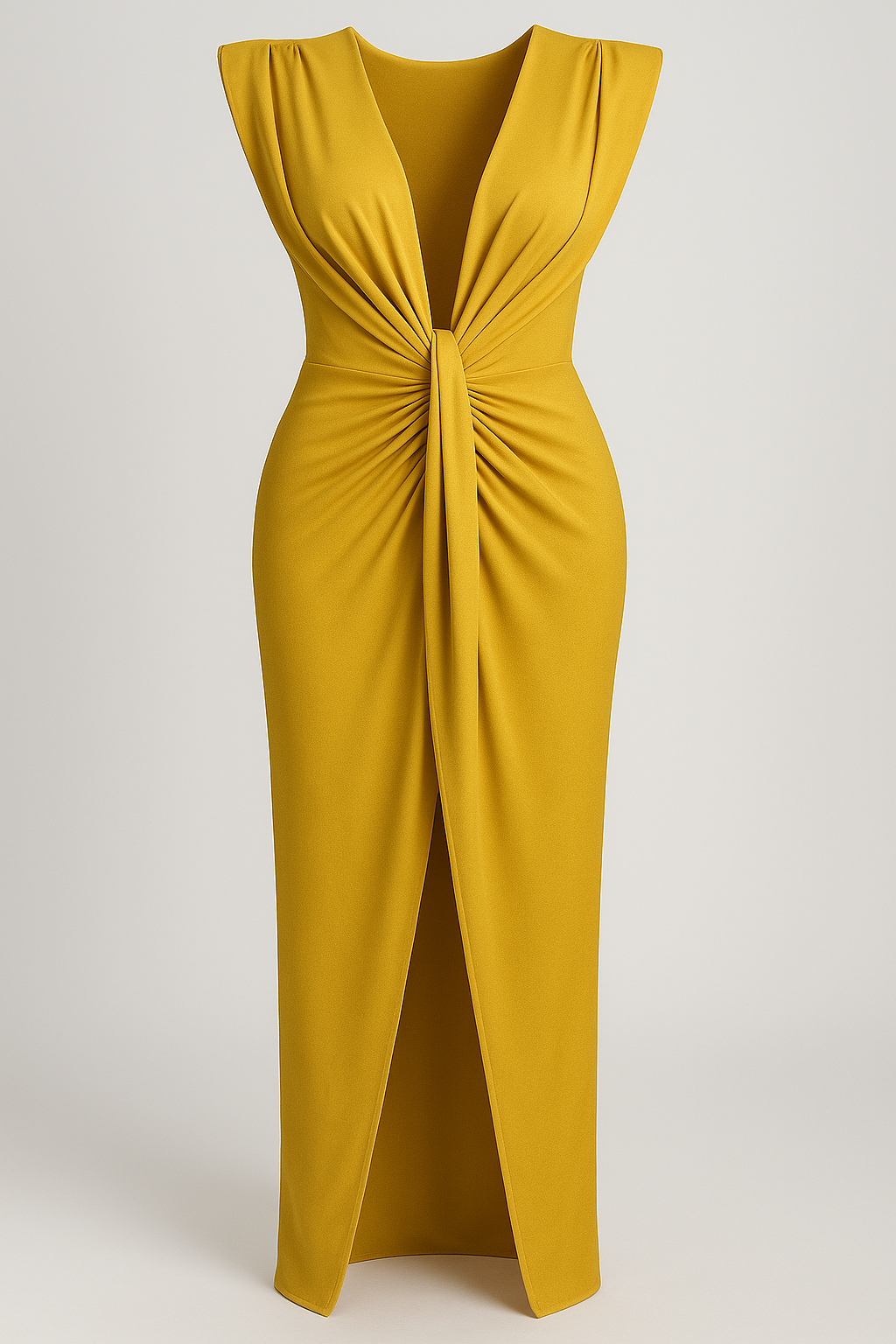 Abito da Donna Elegante Nero con Spacco Laterale in Raso - Vestito Lungo da Sera - Giallo Taglia unica - abiti da sera abito abito da donna abito donna abito elegante abito taglia unica donna look cool moda donna spacco stile sofisticato vestito con spacco vestito elastico vestito in seta vestito per serata - Concept Palermo