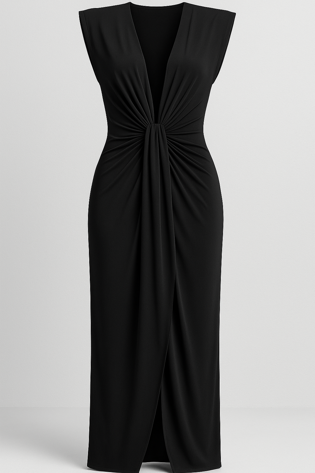 Abito da Donna Elegante Nero con Spacco Laterale in Raso - Vestito Lungo da Sera - Nero Taglia unica - abiti da sera abito abito da donna abito donna abito elegante abito taglia unica donna look cool moda donna spacco stile sofisticato vestito con spacco vestito elastico vestito in seta vestito per serata - Concept Palermo