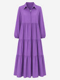 Abito Lungo Donna con Collo a Revers