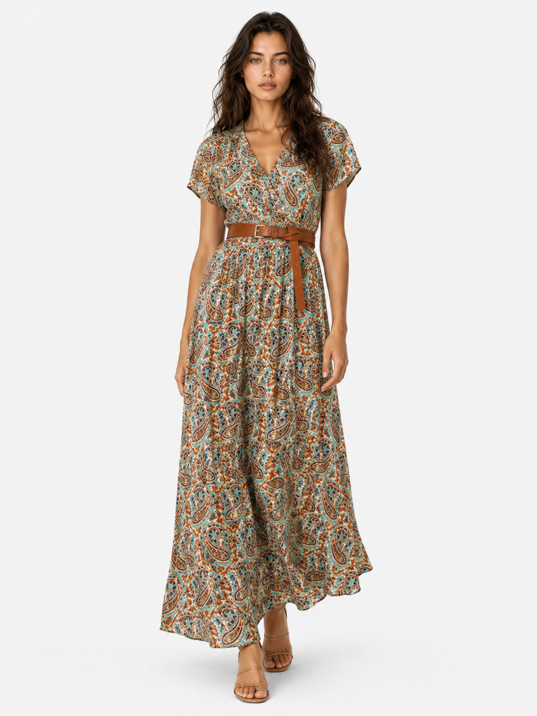 Vestito Lungo Donna Estivo Floreale Elegante con Cintura - Stile Bohémien - - abito abito con cintura elastica abito estivo abito fluido femminile abito ideale per eventi estivi abito leggero e traspirante abito lungo estivo dress comfortevole dresses estivo fashion estate 2023 femminile stile bohémien estivo vestito bohémien vestito senza maniche - Concept Palermo