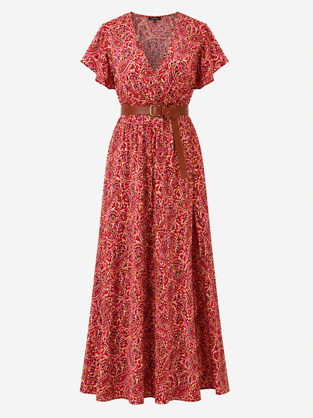 Vestito Lungo Donna Estivo Floreale Elegante con Cintura - Stile Bohémien - Rosso scuro - abito abito con cintura elastica abito estivo abito fluido femminile abito ideale per eventi estivi abito leggero e traspirante abito lungo estivo dress comfortevole dresses estivo fashion estate 2023 femminile stile bohémien estivo vestito bohémien vestito senza maniche - Concept Palermo