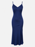 Elegant lang kjole til kvinder i satin, blød polyester, perfekt