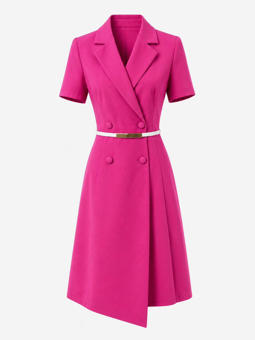 Abito Midi Elegante Donna con Cintura, Vestito Casual Estivo per Feste e Cerimonie - Fucsia - abbigliamento di alta qualità abito abito artigianale abito elegante abito midi abito unico cintura donna dresses fashion primavera estate midi moda femminile rochie midi stile raffinato vestito con cintura vestito da cerimonia - Concept Palermo