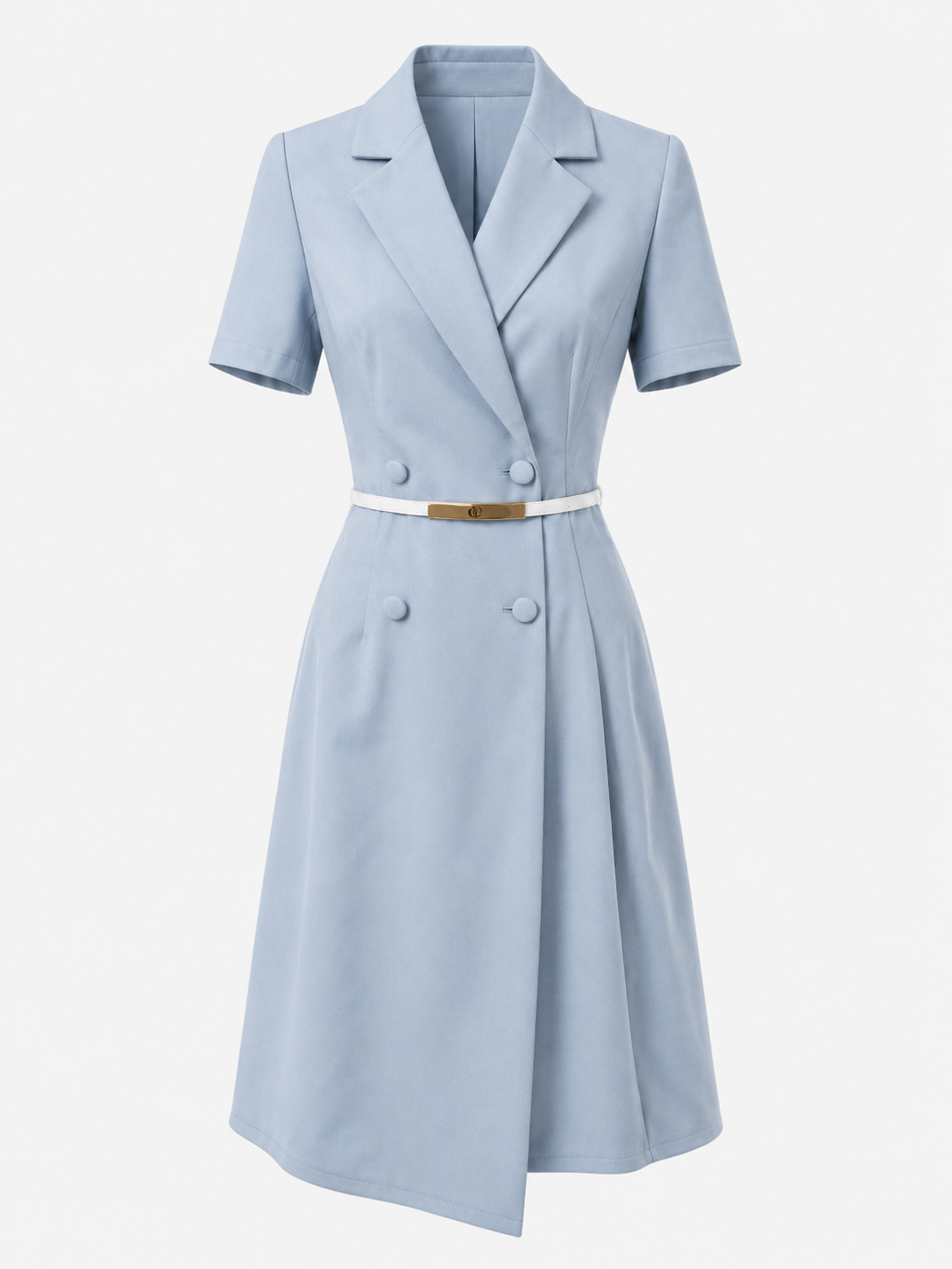 Abito Midi Elegante Donna con Cintura, Vestito Casual Estivo per Feste e Cerimonie - Azzurro chiaro - abbigliamento di alta qualità abito abito artigianale abito elegante abito midi abito unico cintura donna dresses fashion primavera estate midi moda femminile rochie midi stile raffinato vestito con cintura vestito da cerimonia - Concept Palermo