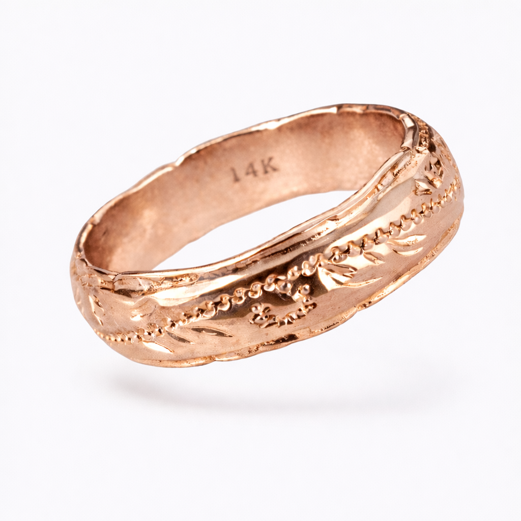 Anello oro 14K con fiore scolpito - Oro rosato - anello anello fiore fiore jewelry Ring Rings scolpito women ring womens ring - Concept Palermo