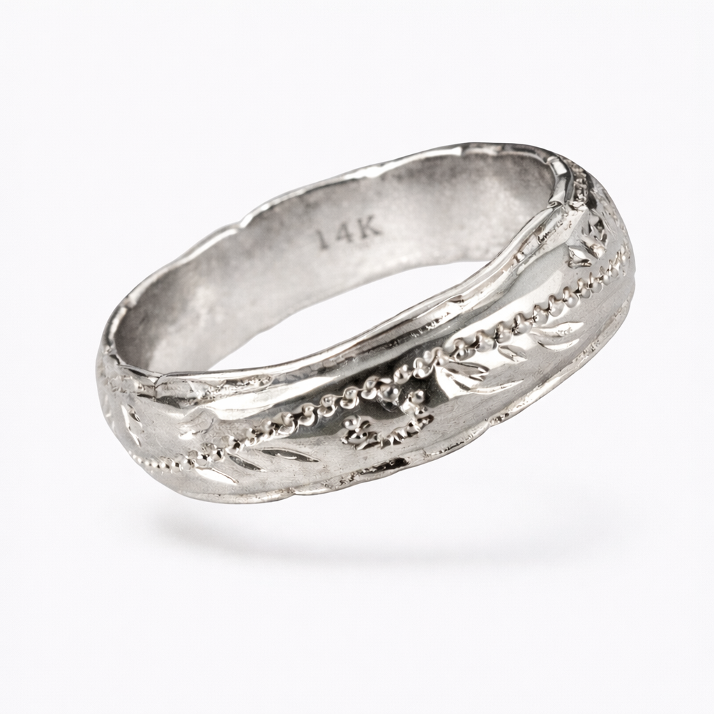 Anello oro 14K con fiore scolpito - Argento - anello anello fiore fiore jewelry Ring Rings scolpito women ring womens ring - Concept Palermo