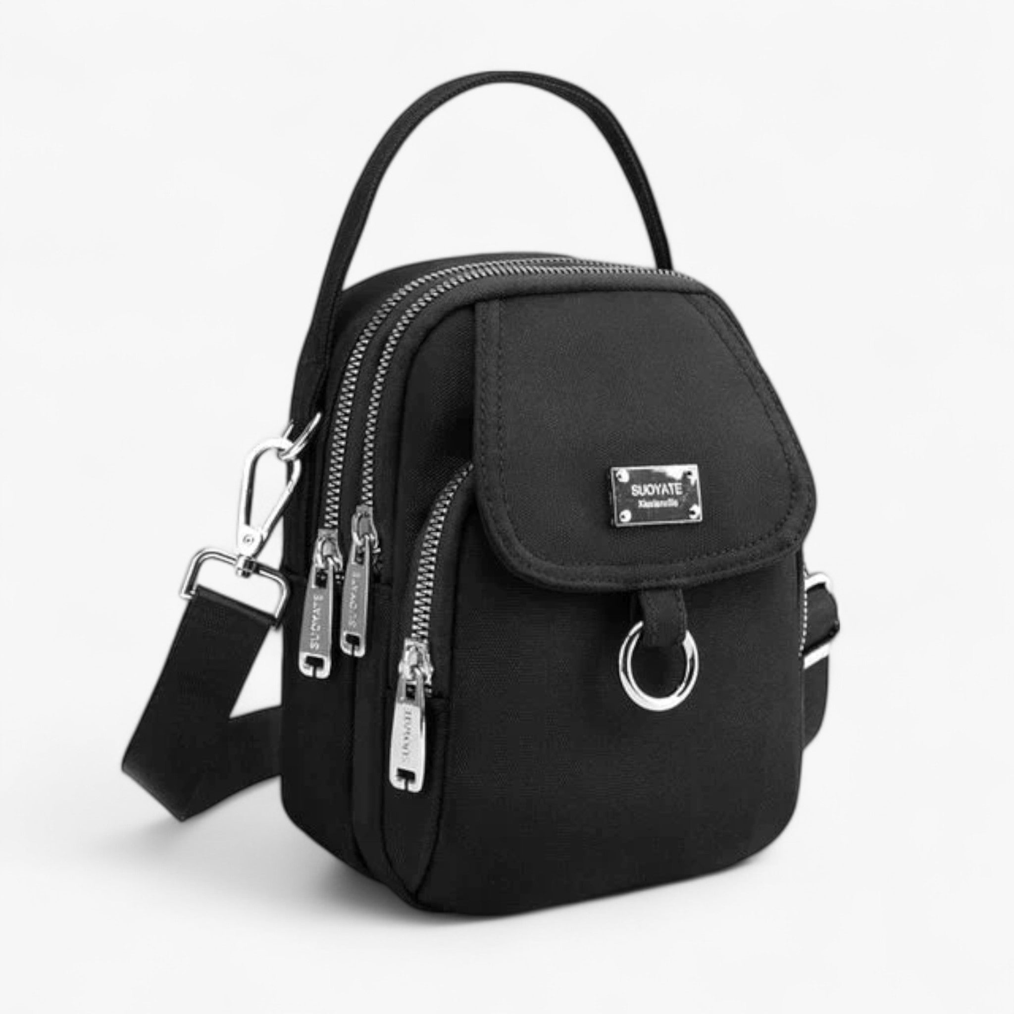 Borsa a Tracolla Piccola Nera in Ecopelle da Donna Elegante e Versatile - Nero - Bags Crossbody Bags handbags piccola piccola tracolla Shoulder & Crossbody Bags tracolla - Concept Palermo