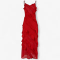 Vestido largo con tirantes finos y volantes en capas Hombre