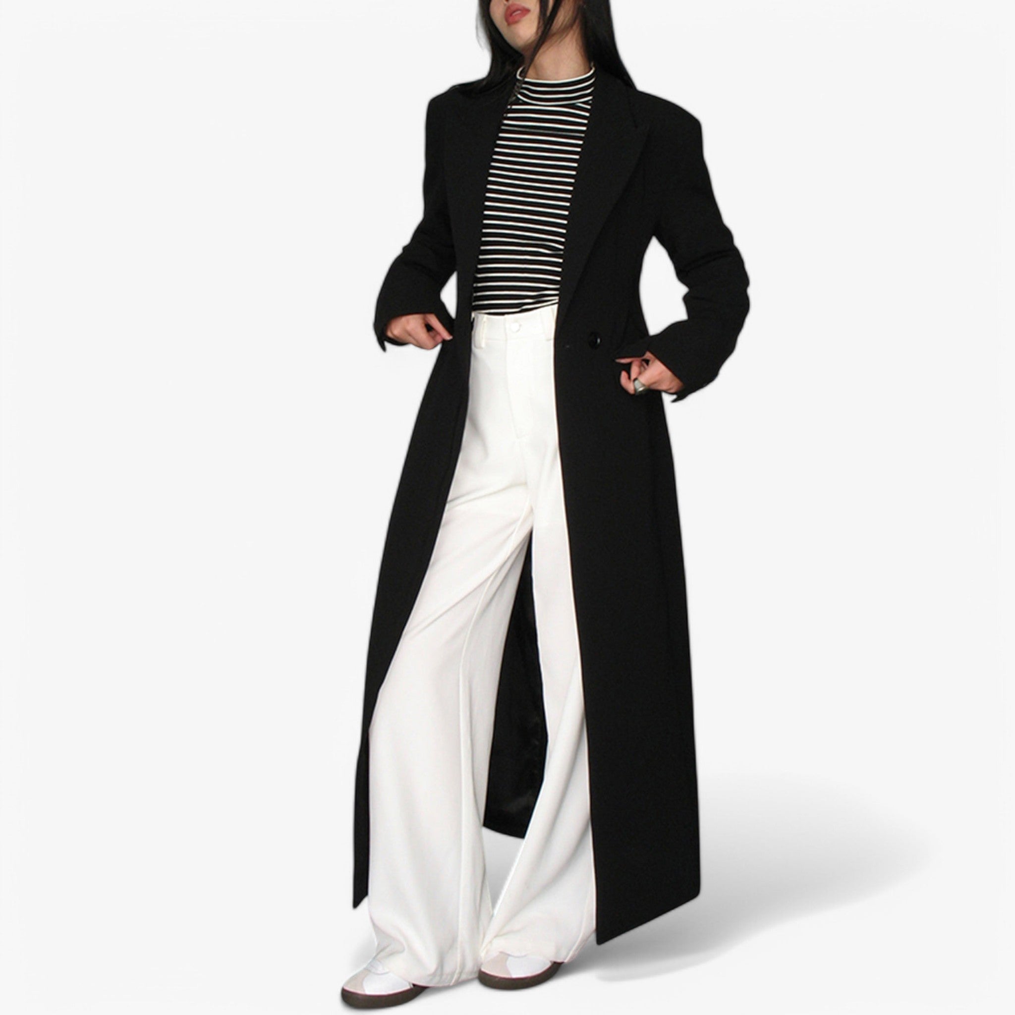 Trench Lungo Donna Elegante Beige con Cintura - Capospalla Classico Senza Tempo - Nero - donna tempo trench trench donna week41-wednesday women women's coats & jackets - Concept Palermo